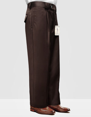 Men's Dress Pants Wide Leg 150's Italian Wool | Brown | WP-100