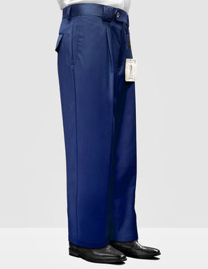 Men's Dress Pants Wide Leg 150's Italian Wool | Sapphire | WP-100