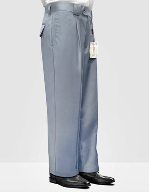 Men's Dress Pants Wide Leg 150's Italian Wool | Steel-Blue | WP-100