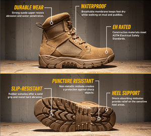 Bonanza Men's Tactical Boots Steel Toe Work Boots Falcon 6" | BAT-645