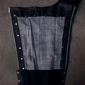 Wind Walker - Unisex Leather Chaps With Gator Skin Snapout Liner - FrankyFashion.com