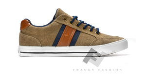 LACE-UP CANVAS SNEAKERS WITH MODERN STYLE | WRECK | LIGHT BROWN