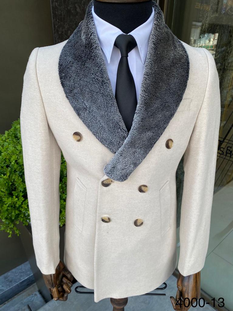 Men's Black Faux Fur Collar Slim Fit Jacket | 133 – Franky Fashion