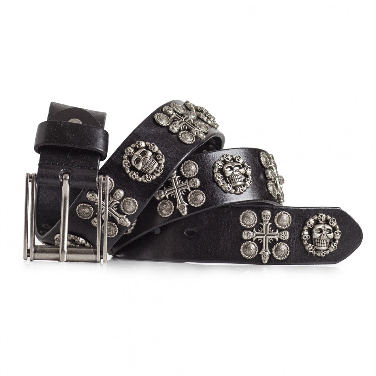 LATICCI Skull and Cross Belt Interchangeable Buckle Italian Full Grain -  Franky Fashion